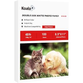 Koala Photo Paper Double-side Matte 8.5X11 Inches Compatible with Inkjet Printer 48LB for Presentation Paper 100 Sheets 180GSM