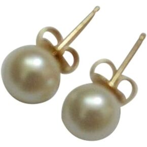 Saltwater White Pearl 6.5-7 mm with 14K Gold Stud Earrings