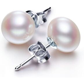 Natural white pearl earrings S925 silver real pearl jewelry gift 5-6mm