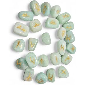 Amethyst Gemstone Rune Stones Set with Elder Futhark Alphabet Engraved Symbol 25 pcs Set for Feng Shui Chakra Balancing Reiki Healing Crystal Runes Stones Set Size: 15-20 mm (Amethyst)