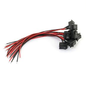 10-Pack Mini Boat Rocker Switch SPST ON/Off Wired 3A/250V 6A/125V Micro Rocker Toggle Switch with 2 Wire