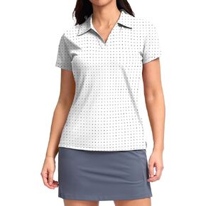 SANTINY Women's Golf Shirt Collared V-Neck Casual Work Tennis Tops UPF50+ Collared Polo Shirts for Women