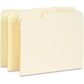Business Source 65775 Interior File Folders,1/3 Cut Assortd,Letter,100/BX,Manila