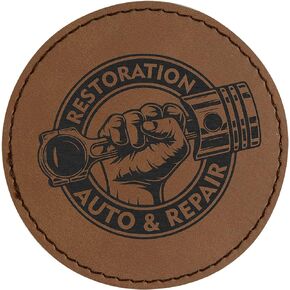 2 1/2" Blank Round Laserable Leatherette Patch with Adhesive, 25 Pack - Blank Hat Patches, Glowforge Laser Supplies, CO2 Laser Supply, Faux Leather, (Dark Brown/Black)