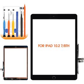 for iPad 7th/8th Generation Screen Replacement for iPad 10.2 A2270 A2428 A2197 A2200 Screen Replacement for iPad 8 Digitizer Touch Glass Sensor Black+Home Button+Installation Video
