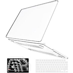 B BELK Compatible with MacBook Air 15 inch Case 2024 2023 Release M3 M2 Model A3114 A2941 Touch ID Retina Display, Plastic Laptop Hard Shell Case + Keyboard Cover + Screen Protector, Crystal Clear