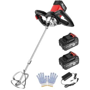 خلاط اسمنت كهربائي خلاط خرسانة خلاط طلاء لاسلكي للحفر مع بطاريتين 21 فولت و6 سرعات قابلة للتعديل لخلط الطين والأسمنت والملاط والطلاء والأعلاف in Kuwait