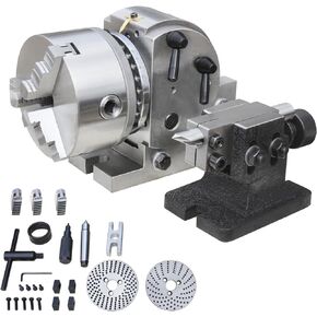 KAKA INDUSTRIAL Semi-Universal Dividing Head Sets BS-0 Dividing Head Set 5",with 5"Chuck,Tailstock,Dividing Plates, 3-jaw Chuck Semi Universal Milling Set