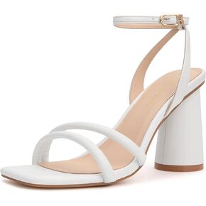 Women's Block High Heels Square Toe Heeled Sandals Ankle Strap Shoes