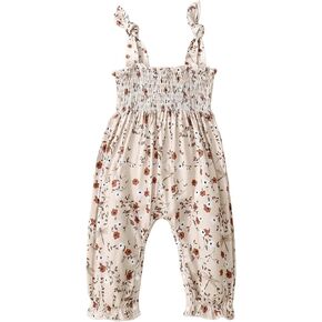 Infant Toddler Baby Girl Spring Summer Outfits Floral Overalls Suspender Pants One Piece Strap Jumpsuit