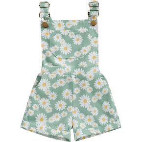 Toddler Baby Girl Sunflower Overalls Shorts Daisy Sleeveless Jumpsuit Floral Bodysuit Onesie Summer Clothes