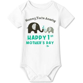 BesserBay Baby Happy 1st Mother's Day Bodysuit Infant Mother's Day Onesie 0-12 Moths