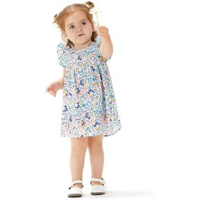 PATPAT Baby Girl's Floral Dress Ruffle Sleeve Cute Playwear Round Neck Dresses