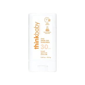 Thinkbaby SPF 30 Sunscreen Stick – Safe, Natural, Water Resistant Sun Cream for Babies, Kids & Adults – Vegan, Mineral UVA/UVB Sun Protection – Reef Friendly Travel Stick, 0.64oz