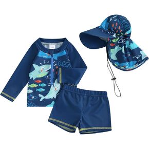 Baby Toddler Boys Swimsuit Infant Girl Swimsuits 6 12 18 24M 2T 3T 4T 5T Bathing Suit Swimwear 3Pcs Set Rash Guard Hat