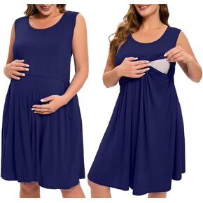 فستان MONNURO نسائي مقاس كبير للرضاعة بدون أكمام، ثوب نوم كاجوال، ثوب عمل/توصيل للرضاعة الطبيعية in Kuwait