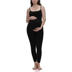 POSHDIVAH Women's Maternity Bodysuit Spaghetti Straps Sleeveless Tank Tops Leggings Jumpsuit Pregnancy Romper