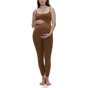 POSHDIVAH Women's Maternity Bodysuit Spaghetti Straps Sleeveless Tank Tops Leggings Jumpsuit Pregnancy Romper