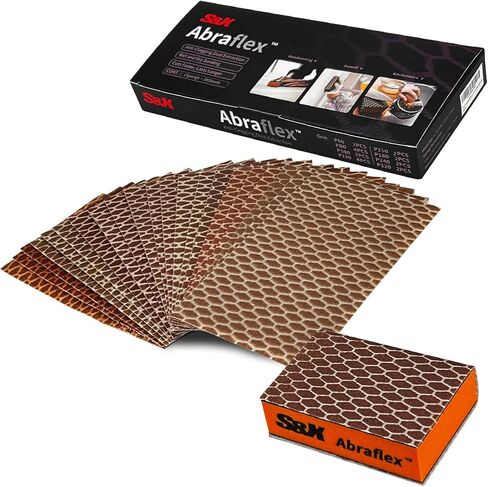 S&X Sanding Sponge Block, 20 Hook & Loop Sheets, Assorted Grit | Hook-and-loop sanding sponge; switch grits fast; wet/dry for wood, metal, drywall and paint. in Saudi Arabia