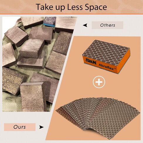 S&X Sanding Sponge Block, 20 Hook & Loop Sheets, Assorted Grit | Hook-and-loop sanding sponge; switch grits fast; wet/dry for wood, metal, drywall and paint. in Saudi Arabia