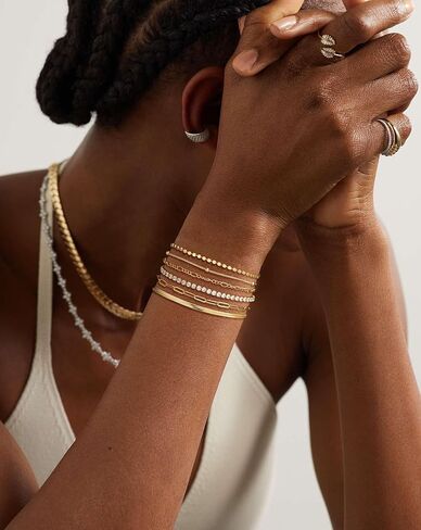 DEARMAY Waterproof Gold Bracelets Set for Women Trendy, Dainty 14K Real Gold Plated Jewelry Fashion Stackable Tennis Beaded Figaro Herringbone Paperclip Link Bracelet Pack Stack Gifts for Women in Kuwait