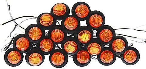 (عبوة من 20) مصابيح تحديد رصاصة LED كهرمانية مقاس 3/4 بوصة، مصابيح LED جانبية لشاحنة المقطورة RV Car Bus Van in Kuwait