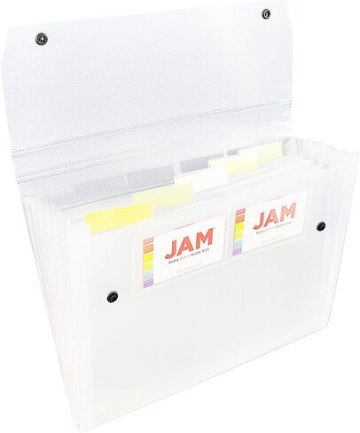 JAM PAPER Accordion Folders - 6 Pocket Plastic Expanding File with Snap Closure - Letter Size - 9 x 13 - Tigerstripe - Sold Individually in Saudi Arabia