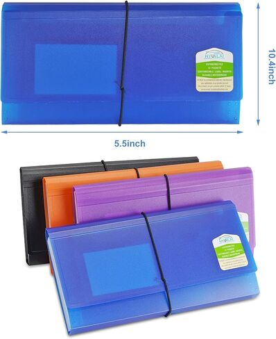 توسيع مجلدات الملفات 4 حزم، 7.1 بوصة 4.2 بوصة، مجلد ملف فاتورة منظم الإيصالات مع 12 جيبًا للقسائم والإيصالات والتذاكر، مقاوم للماء... in Kuwait