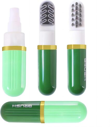 3 in 1 Multifunction Shoe Brush, Travel Portable Shoe Cleaning Brush with Sprayer, Small Cleaner for Sneaker Suede Nubuck Car Leather Care (Green) in Saudi Arabia