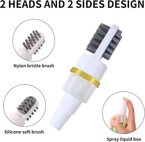 3 in 1 Multifunction Shoe Brush, Travel Portable Shoe Cleaning Brush with Sprayer, Small Cleaner for Sneaker Suede Nubuck Car Leather Care (Green) in Saudi Arabia