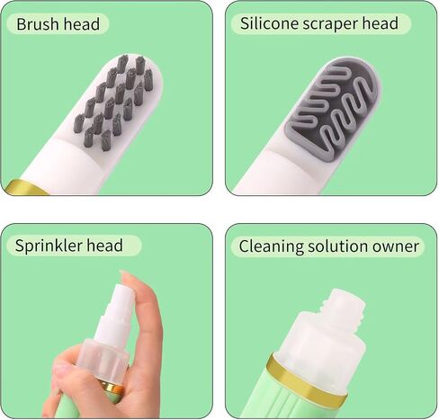 3 in 1 Multifunction Shoe Brush, Travel Portable Shoe Cleaning Brush with Sprayer, Small Cleaner for Sneaker Suede Nubuck Car Leather Care (Green) in Saudi Arabia