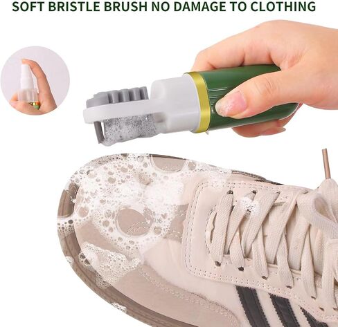 3 in 1 Multifunction Shoe Brush, Travel Portable Shoe Cleaning Brush with Sprayer, Small Cleaner for Sneaker Suede Nubuck Car Leather Care (Green) in Saudi Arabia