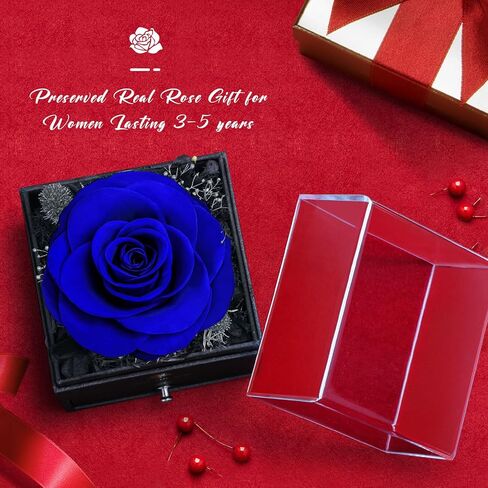وردة حقيقية محفوظة مع قلادة كريستال للنساء - هدايا الزهور الأبدية للأم والزوجة وصديقتها في الذكرى السنوية، وعيد الأم، وعيد الحب، والكريسماس، وعيد الشكر، وأعياد الميلاد in Kuwait