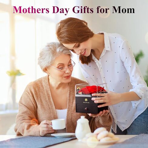 وردة حقيقية محفوظة مع قلادة كريستال للنساء - هدايا الزهور الأبدية للأم والزوجة وصديقتها في الذكرى السنوية، وعيد الأم، وعيد الحب، والكريسماس، وعيد الشكر، وأعياد الميلاد in Kuwait