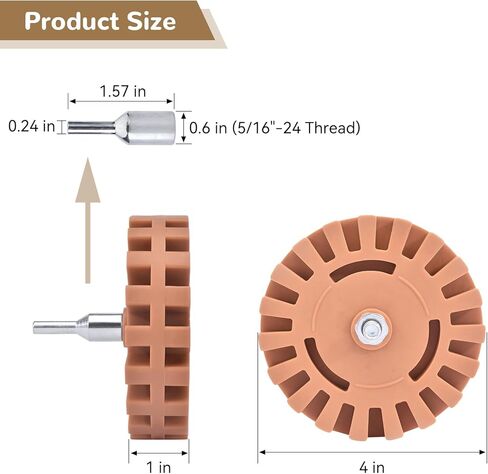 عجلة ممحاة لإزالة الملصقات مقاس 4 بوصة مزيل لاصق للسيارة مع محول، أداة إزالة ملصق عجلة ممحاة مطاطية لإزالة الخطوط المقلمة، ملصق الفينيل والرسومات in Kuwait