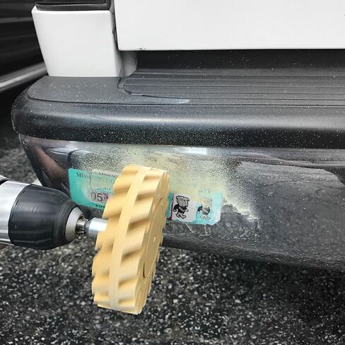 عجلة ممحاة لإزالة الملصقات مقاس 4 بوصة مزيل لاصق للسيارة مع محول، أداة إزالة ملصق عجلة ممحاة مطاطية لإزالة الخطوط المقلمة، ملصق الفينيل والرسومات in Kuwait