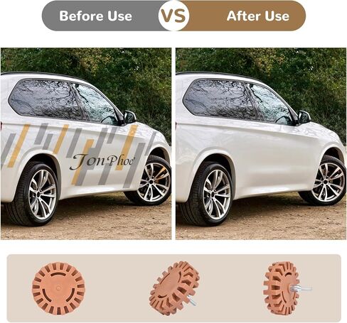 عجلة ممحاة لإزالة الملصقات مقاس 4 بوصة مزيل لاصق للسيارة مع محول، أداة إزالة ملصق عجلة ممحاة مطاطية لإزالة الخطوط المقلمة، ملصق الفينيل والرسومات in Kuwait