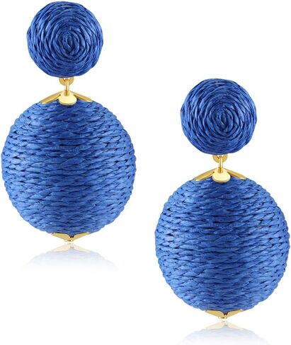 Statement Raffia Earrings for Women Girls - Handmade Raffia Lantern Rattan Drop Earrings - Trendy Summer Boho Beach Vacation Jewelry Gifts in Saudi Arabia