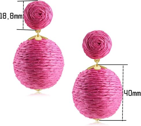 Statement Raffia Earrings for Women Girls - Handmade Raffia Lantern Rattan Drop Earrings - Trendy Summer Boho Beach Vacation Jewelry Gifts in Saudi Arabia