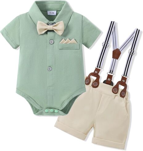 SANMIO Baby Boy Clothes Suits Short Sleeve Top+Bowtie+Suspender Shorts Summer Infant Gentleman Birthday Outfits in Saudi Arabia