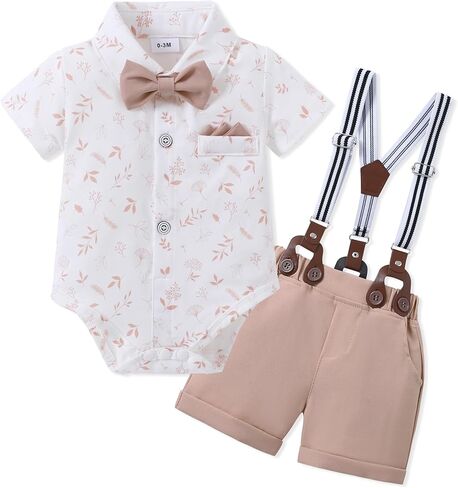 SANMIO Baby Boy Clothes Suits Short Sleeve Top+Bowtie+Suspender Shorts Summer Infant Gentleman Birthday Outfits in Saudi Arabia