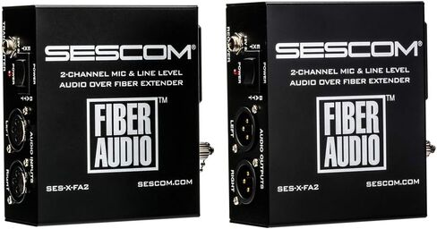 Sescom SES-X-FA2 بطارية محمولة تعمل بقناتين وميكروفون وصوت على مستوى الخط عبر مجموعة موسع ألياف مفردة in Kuwait