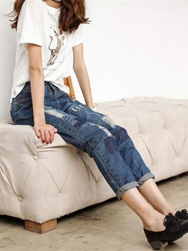 مجموعة LZYMSZ مكونة من 36 قطعة من الدنيم على الرقع، 32 قطعة من ظلال عدم الخياطة باللون الأزرق والأسود المتنوعة من قماش الدنيم لإصلاح الركبة/الجينز/الملابس و4 قطع من أدوات الخياطة الصغيرة in Kuwait