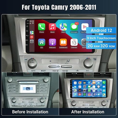 Naifay Android Car Stereo for Toyota Camry 2006 2007 2008 2009 2010 2011 Wireless Carplay & Android Auto، شاشة لمس 9 بوصة راديو سيارة بلوتوث في لوحة القيادة نظام تحديد المواقع العالمي واي فاي كاميرا MirrorLink FM SWC in Saudi Arabia