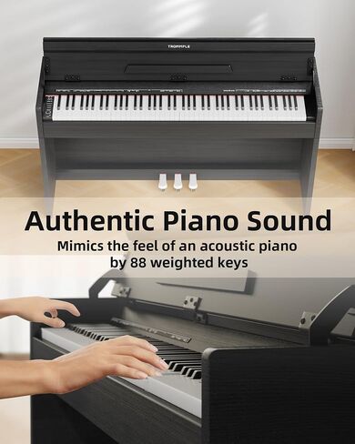 Digital Piano 88 Key Weighted Keyboard Piano, Heavy Hammer Action Electric Keyboard Pedal Full Size, Stand Cover Multi-Functional Keyboard For Beginner, Music Stand+Power Adapter (Black) in Saudi Arabia