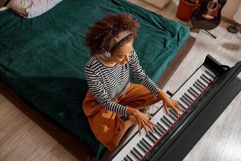 Digital Piano 88 Key Weighted Keyboard Piano, Heavy Hammer Action Electric Keyboard Pedal Full Size, Stand Cover Multi-Functional Keyboard For Beginner, Music Stand+Power Adapter (Black) in Saudi Arabia