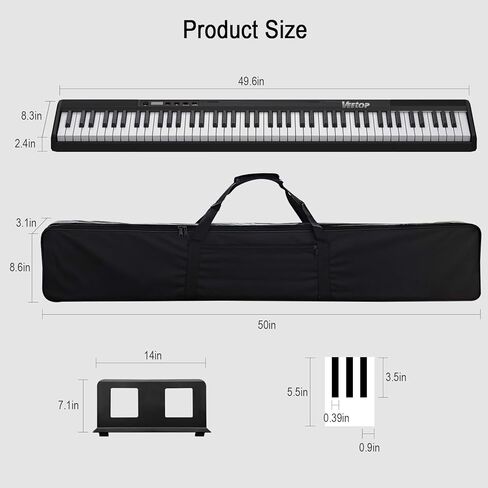 Veetop Piano Keyboard 88 Keys Digital Piano for Beginners with Full Size Semi Weighted Keys, Portable Electric Piano with Bluetooth MIDI Function and Two-people Teaching Mode in Kuwait