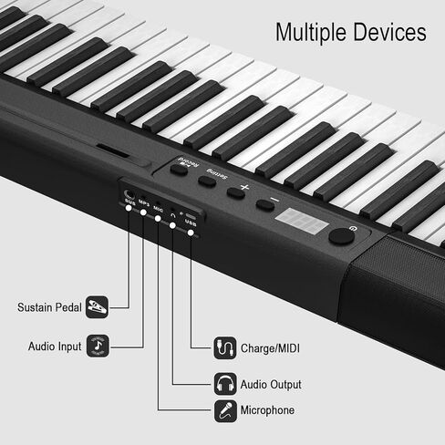 Veetop Piano Keyboard 88 Keys Digital Piano for Beginners with Full Size Semi Weighted Keys, Portable Electric Piano with Bluetooth MIDI Function and Two-people Teaching Mode in Kuwait