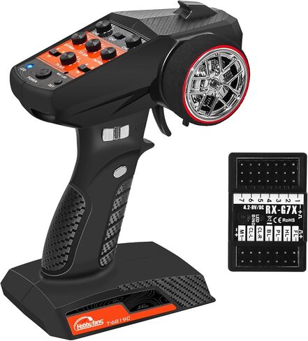 Hobby Fans RC Radio System 7CH 2.4G RC Transmitter with 2PCS Receiver Anti-Jamming Remote Controller for RC Car Crawler Boat, Button in Kuwait