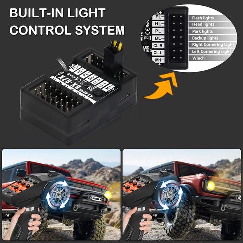 Hobby Fans RC Radio System 7CH 2.4G RC Transmitter with 2PCS Receiver Anti-Jamming Remote Controller for RC Car Crawler Boat, Button in Kuwait